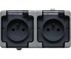 Kos Elektro System KOS BRYZA hermetiškas dvigubas lizdas su/iš IP54 su dūmų sklende, balta 181437