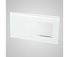 ELS Elektrotechnika TouchMe Didelis stiklinis skydelis, 1 x dvigubas jungiklis, 1 x rėmelis, baltas TM702728W
