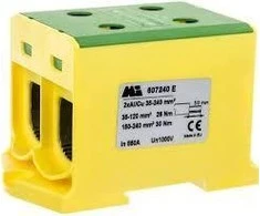 EM Group 2 bėgių kelio jungtis 35-240mm2 gelsvai žalia EURO multiOTL 240 2xAl / CU (607240 E)