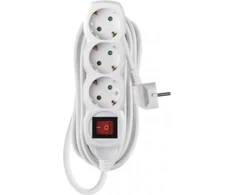 Emos Ilgiklis 3 lizdų 5.0m su įžeminimu, su jungikliu (baltas) 1.5mm²
