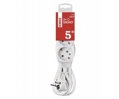 Emos Ilgiklis 3 lizdų 5.0m su įžeminimu (baltas) 1.5mm²
