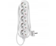 Emos Ilgiklis 5 lizdų 1.5m su įžeminimu (baltas) 1.5mm²