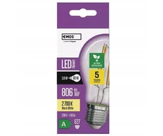 Emos Żarówka LED Filament A60 A Class E27 3,8W (60W) 806lm ciepła biel 5 metų garantija klasa AZF5147