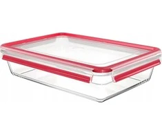 Emsa Clip&amp;Close stiklinis maisto konteineris 3 L raudonas