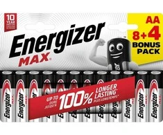 Energizer Max AA, Vienkartinės baterijos, AA, Šarminės, 12 vnt., 10 metų, 167 mm