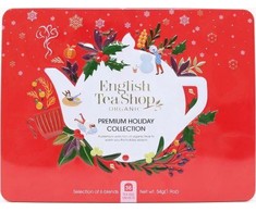 English Tea Sho Premium Holiday Collection arbatų rinkinys dekoratyvinėje raudonoje BIO 44 g skardinėje