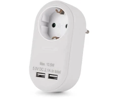 ENTAC Entac EPAG-1EE-2USB-W maitinimo kištukų adapteris F tipo Baltas