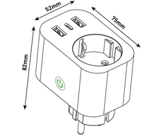 Entac WIFI Steckdosenadapter 1-fach mit 2x USB-A/1x USB-C
