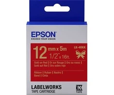 Epson etikečių kasetė, atlasinė juostelė LK-4RKK, auksinė/raudona, 12 mm (5 m)
