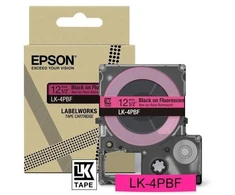 Epson LabelWorks LK-4PBF - Juodas na fluorescencyjnym - Rolle (1,2 cm x 5 m) 1 kaseta wieszana - kaseta taśmy - do LabelWorks LW-C410, LW-C610