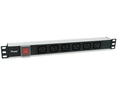 Equip 19" Steckdosenleiste IEC C20->6xIEC C19+Switch Alu.