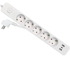 Listwa zasilająca Equip su zabezpieczeniem przeciwprzepięciowym i włącznikiem 5 gniazd Schuko, 2x USB-A, 1x USB-C Platynowy (245555)