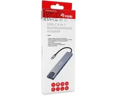HUB USB Equip Equip Adapteris USB-C -> HDMI.GbE.3xUSB3.2 Gen1.SD/TF.PD 100W