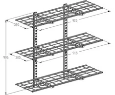 Ergosolid PG33B - Pakabinama metalinė garažo lentyna, tvirta iki 135 kg - Triguba 915x305 mm