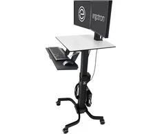 Laikiklis „Ergotron WorkFit-C Dual HD“ sėdima-stovima darbo stotis. Tinka 61 cm / 24 colių ekranams, sveriantiems 14,7kg. Palaiko iki 63 cm VESA 75x75 100x100 mm.