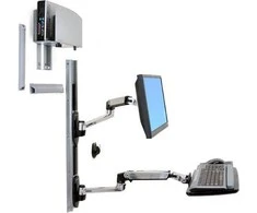 Laikiklis Ergotron – LX sieninio tvirtinimo sistema, vidutinio procesoriaus laikiklio klaviatūra ir monitorius