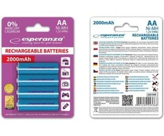 Esperanza AA / R6 mėlyna baterija 2000mAh 4 vnt.
