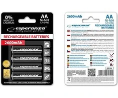 Esperanza Juoda baterija AA / R6 2600mAh 4 vnt.