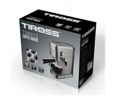 Espreso lašelinis kavos aparatas Tiross Kavos aparatas 1450W, Ciśnieniowy, 15 bar, TIROSS TS-6212