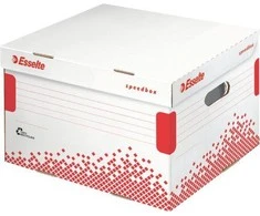 Leitz Archyvinė dėžė Esselte SPEEDBOX FSC MEDIUM, atidaromas iš viršaus, baltos-raudonos spalvos