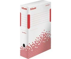 Archyvinė dėžė Esselte Speedbox FSC, 10cm, kartoninė, baltos-raudonos spalvos