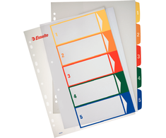 Skiriamieji lapai Esselte Project, A4, 1-5 spalvos, plastikiniai 0807-116