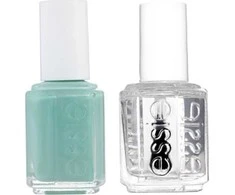 Rinkinys „Essie“: nagų lakas „Vegan Glossy Shine Finish“ „Nagų lakas 99 Mint Candy Apple“ 13,5 ml + nagų priežiūros priemonės – „Good To Go Top Coat“ nagų stiprinimo lakas, 5 ml