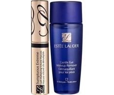 Extreme Lashes Set Estee Lauder: Gentle Eye makiažo valiklis Lotion, 30 ml + Sumptuous Extreme Atsparus vandeniui Volumizing Blakstienų tušas Juodas 2.8 ml