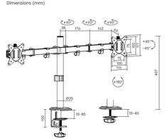 eStuff Laikiklis na 2 monitory 32'' GLB227002 (W128950961)