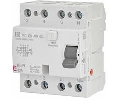 Eti Polam 002061613 Liekamosios srovės jungiklis 4P 63A 0,03A EFI-P4 AC 63/0,03 002061613