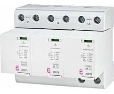 Eti Polam 002440560 Viršįtampių iškroviklis ETITEC SM T12 300/25 3+0 Tipas T1,T2 (B,C) 25kA be nuotėkio srovės varistoriaus + kibirkšties tarpas 002440560
