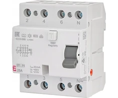Srovės nuotėkio rėlė ETI EFI6-P4 A 6kA, 4P, 25 A, 415 V,30mA