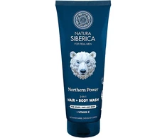 EUROBIOLAB Natura Siberica For Real Men 3 viename šampūnas vyrams plaukams, barzdai ir kūnui, 200 ml