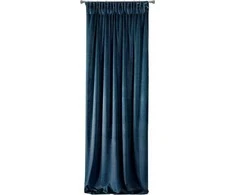 Naktinė užuolaida iš minkšto aksomo Eurofirany DIVA LINE RIA 140X270 cm, juosta/ tunelis/ kabliukai, 300 g/m2, spalva: mėlyna