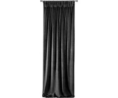 Naktinė užuolaida iš minkšto aksomo Eurofirany DIVA LINE RIA 140X270 cm, juosta/ tunelis/ kabliukai, 300 g/m2, spalva: juoda