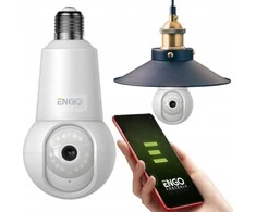 Engo Controls Kamera IP Engo ECAM-E27 - Smart kamera wewnętrzna, Wi-Fi, obrotowa, gwint E27, 4Mpx2-kierunkowy dźwięk (mikrofon i głośnik), śledzenie ruchu, micro SD