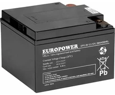 EUROPOWER AGM baterija EPS serija 12V 28Ah (tarnavimo laikas 8-12 metų)
