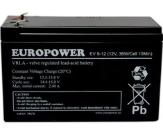 AKUMULIATORIUS 12V 9AH VRLA/EV9-12 T2 EUROPOWER EMU
