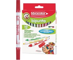 "Bipunta" rašikliai su dvigubu smaigaliu 12 spalvų Fibracolor