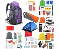 Evakuacinė kuprinė su įrangos rinkiniu „Viskas, ko jums reikia“, „Readypack X2“, violetinė