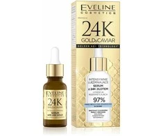 Eveline Cosmetics „Eveline 24K Gold&amp;Caviar“ intensyviai stangrinamasis serumas su 24 karatų auksu, 18 ml