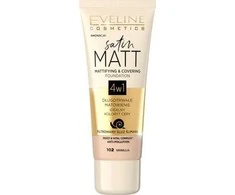 „Eveline Cosmetics Eveline Satin Matt“ matinį efektą suteikiantis ir maskuojantis makiažo pagrindas 4in1, 102 Vanilla, 30 ml