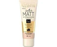 „Eveline Cosmetics“ „Eveline Satin Matt“ matinį efektą suteikiantis ir dengiantis makiažo pagrindas 4in1, 101 Ivory, 30 ml