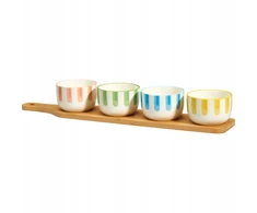 Excellent Houseware Bamboo FIKA užkandžių dubenėlių rinkinys, 4 x 125 ml, bambukinis padėklas su rankena