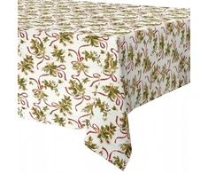 Excellent Houseware Kalėdinė staltiesė 180x130 cm kreminė su raštais