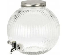 Excellent Houseware Kraantje Gėrimų Dozatorius 5,5 l su Kranu - Stiklinis, Su Metaliniu Dangčiu