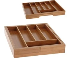 Excellent Houseware Prailginamas stalo įrankių dėklas, bambukas