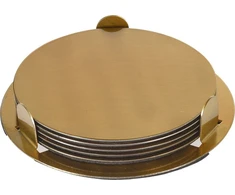 Excellent Houseware Padėkliukai puodeliams plieninė su stovu auksinė 10 cm 6 vnt.