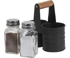 Excellent Houseware Druskinė ir pipirinė su stovu 3 vnt.