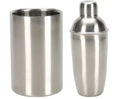 Excellent Houseware „Puikus namų apyvokos reikmenų barmeno dovanų rinkinys, 2 dalys: plaktuvas ir ledo kibirėlis, nerūdijančio plieno